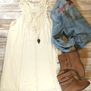 Boutique Lace Bib Dress Shift Layer She & Sky